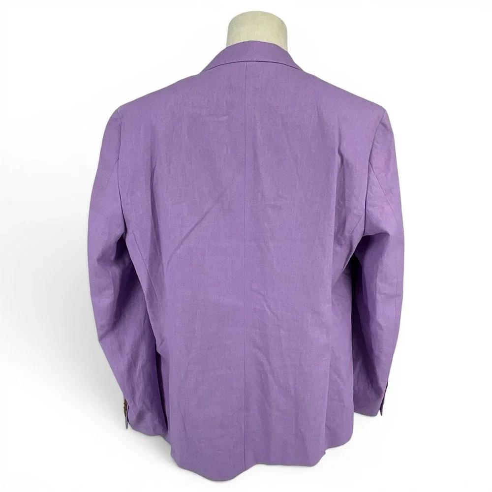 Tailorbyrd Collection Mens 44L Purple Linen Cotton‎ Blend 2 Button Blazer Jacket